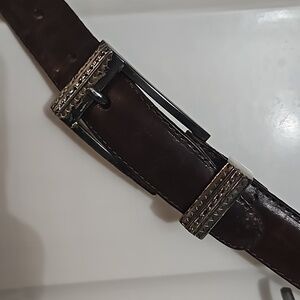 Brighton  Vintage Leather Belt sz S Brown  with Silvertone  hardwear Pre-owned